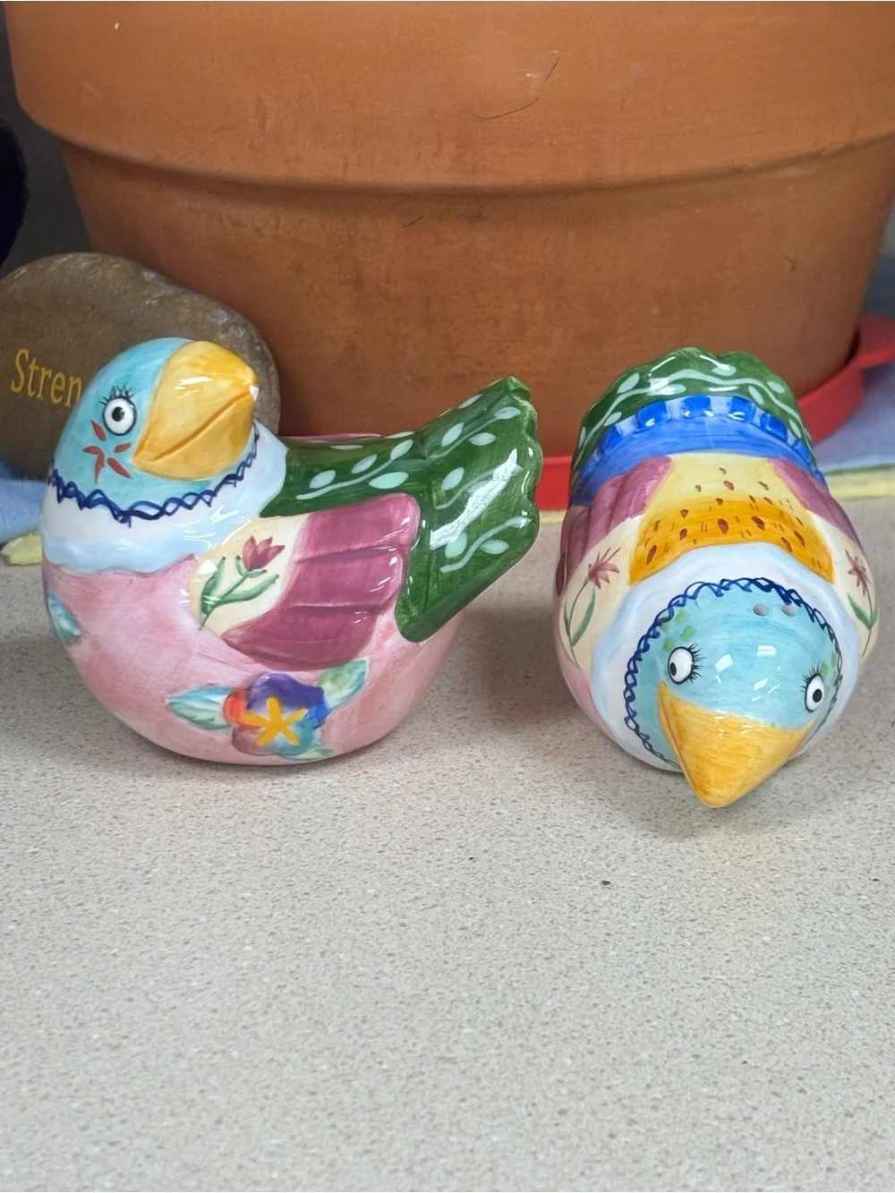 Fitz & Floyd Gypsy Chicks Ceramic Salt & Pepper Shakers. Read Description.